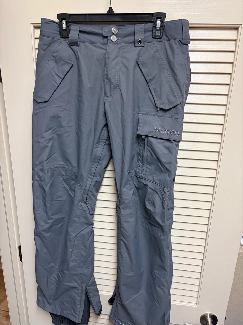 Burton DryRide Snowboard Ski Pants Mens Small Gray Cargo Waterproof Outdoor